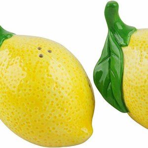 Glass Lemon Shaped Salt & Pepper Shakers